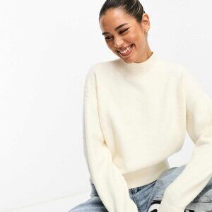 Anthropologie Cream Mock Neck Sweater Sz L